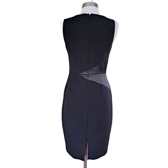 White House Black Market Asymmetric Black Sheath Dress Size 4 Satin Crepe - Picture 3 of 10